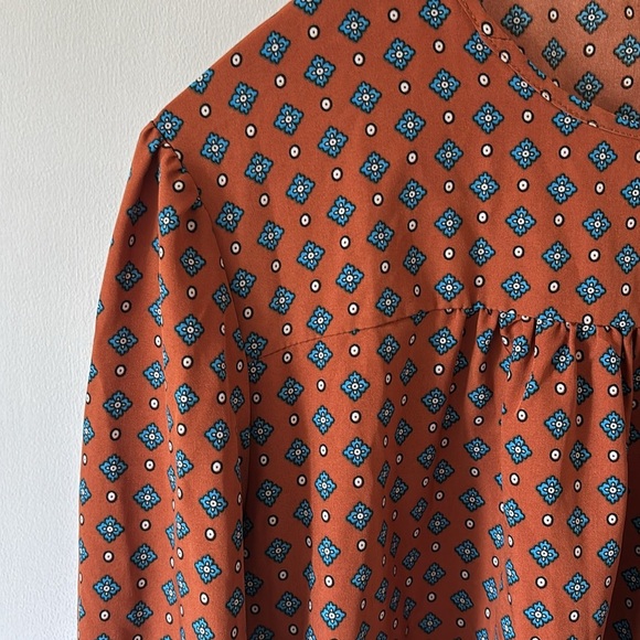 Burnt Orange/Brown Patterned Women's Top - Picture 6 of 8